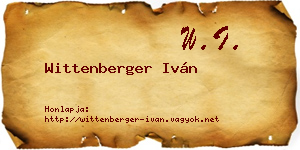Wittenberger Iván névjegykártya